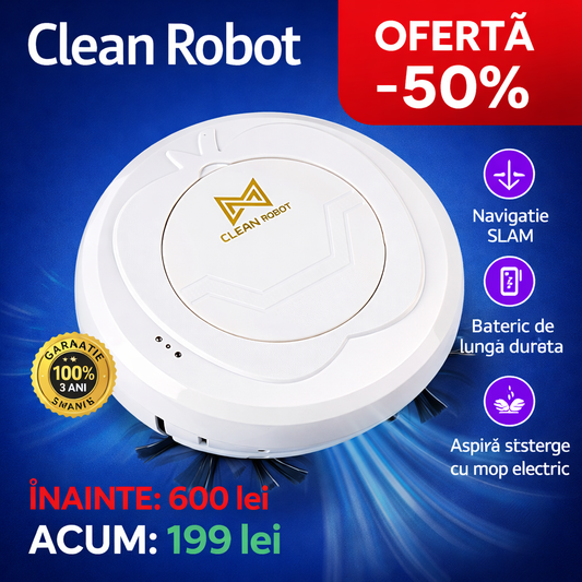 CleanPro™ – Robot Aspirator Inteligent cu Mop Electric & Navigație SLAM
