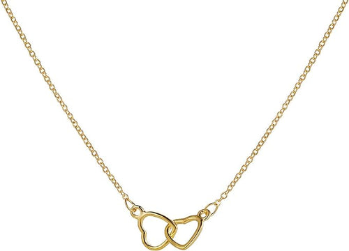 Gold heart double ring necklace