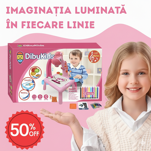 Masa de Desen cu Proiector – Joacă, Lumină și Creativitate pentru Copii (ROZ)