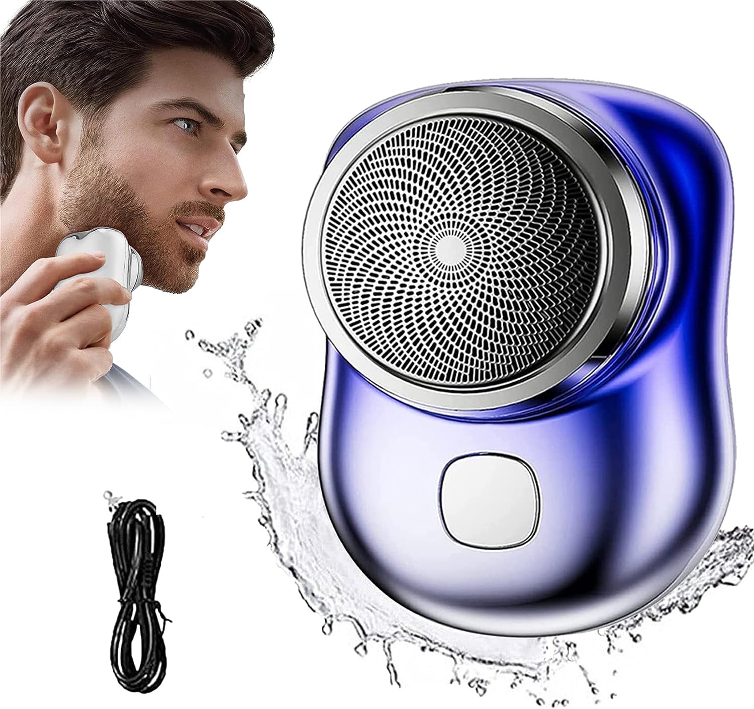 Ultra portable mini electric shaver blue/silver