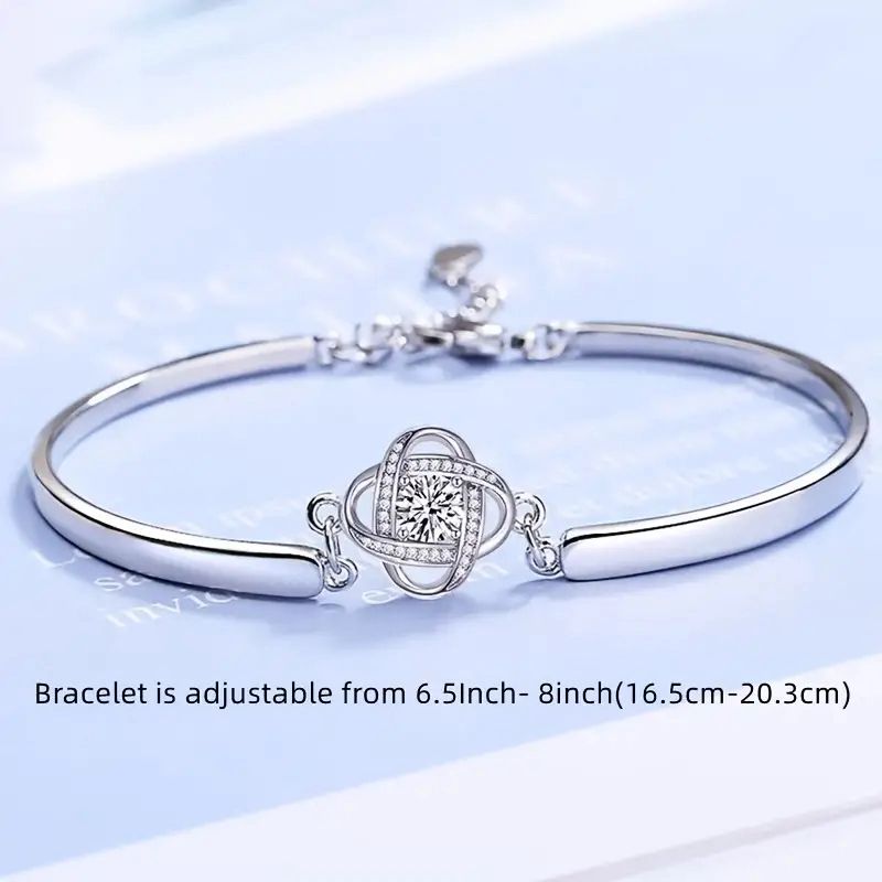 Silver bracelet trebol 4 leaves