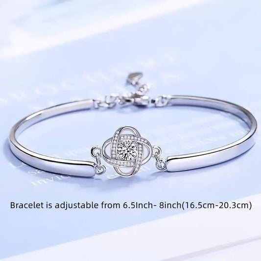 Silver bracelet trebol 4 leaves