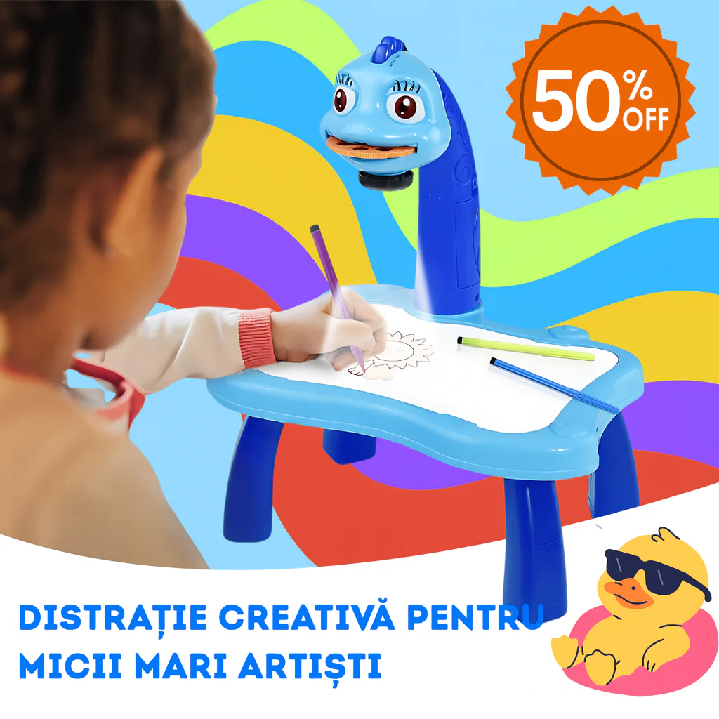 Masa de Desen cu Proiector – Joacă, Lumină și Creativitate pentru Copii (ALBASTRU)