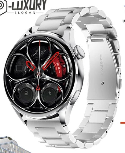 Silver Sports Smartwatch with Metal Strap